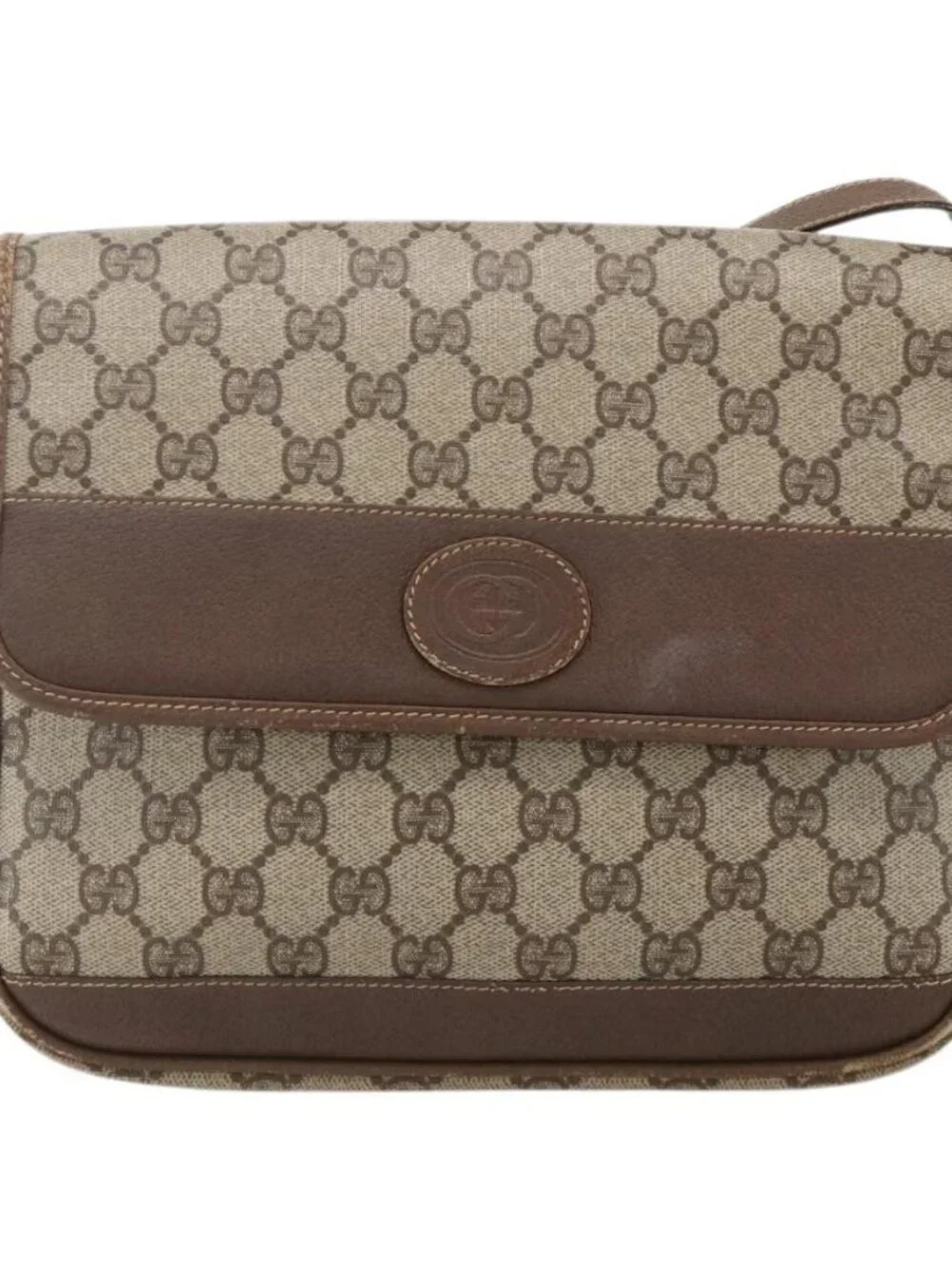 GUCCI GG Supreme Shoulder Bag PVC Beige Gold 001 116 0925 Auth 175362